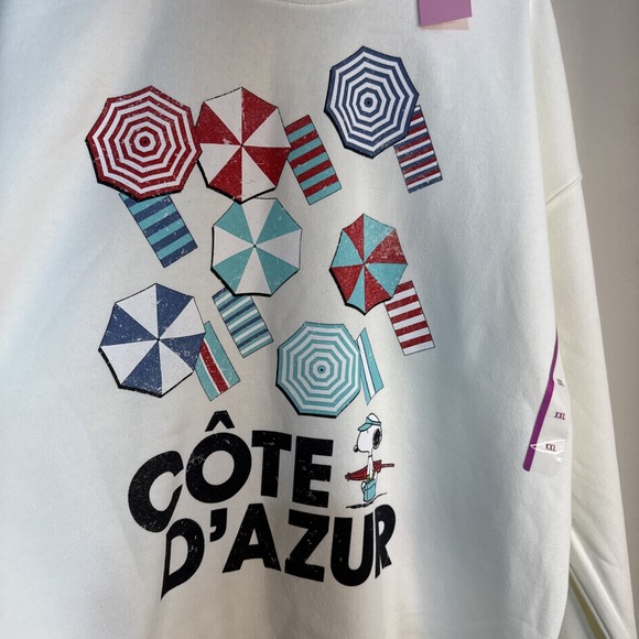 Women's Peanuts Snoopy Cote d'Azur Graphic Sweatshirt - Off-White Size XXL New - Picture 3 of 9